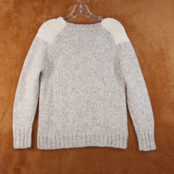 J CREW Women Sweater Small Tan Pullover Crew Wool Mohair Color Block Chunky Knit - Picture 6 of 7